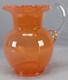 Antique Bohemian Harrach Optic Molded Orange Glass Pitcher Circa 1880-1890s
