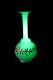 Antique Bohemian Harrach Uranium Glass Enamel Mint Green Vase 1850-1870