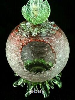 Antique Bohemian Loetz Rubina / Vaseline Pele Mele Floriform Art Glass Vase