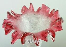 Antique Bohemian Loetz Rubina / Vaseline Pele Mele Floriform Art Glass Vase