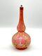 Antique Bohemian Moser Cranberry Glass Vase/bottle Handpainted Gold Leaf 8