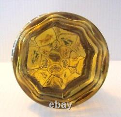 Antique Bohemian Moser Style Enameled Amber Glass Hinged Trinket Box