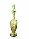 Antique Bohemian Pallme Konig Green Glass Threaded Vase/perfume/decanter 11t