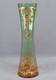 Antique Bohemian Raised Gold Scrollwork Green Orange Optic Molded Glass Vase