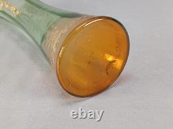 Antique Bohemian Raised Gold Scrollwork Green Orange Optic Molded Glass Vase Antique Bohemian Raised Gold Scrollwork Green Orange Optic Molded Glass Vase