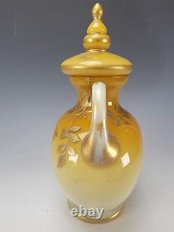 Antique Bohemian Signed Harrach Cased Opaline Glass Lidded Urn/Vase