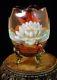 Antique Bohemian Victorian Heckert / Loetz Water Lily Coralene Art Glass Vase