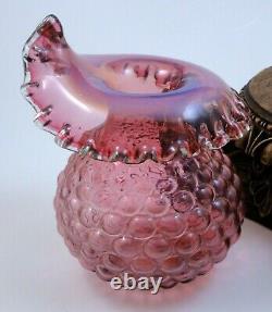 Antique Bohemian Victorian Pink Opalescent Jack Pulpit & Berry Art Glass Vase