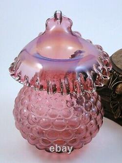 Antique Bohemian Victorian Pink Opalescent Jack Pulpit & Berry Art Glass Vase
