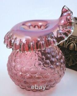 Antique Bohemian Victorian Pink Opalescent Jack Pulpit & Berry Art Glass Vase