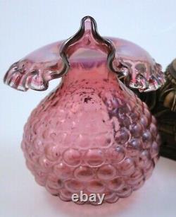 Antique Bohemian Victorian Pink Opalescent Jack Pulpit & Berry Art Glass Vase