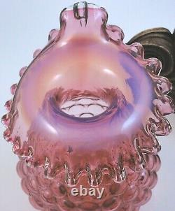 Antique Bohemian Victorian Pink Opalescent Jack Pulpit & Berry Art Glass Vase