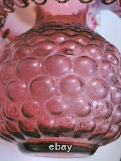 Antique Bohemian Victorian Pink Opalescent Jack Pulpit & Berry Art Glass Vase