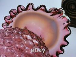 Antique Bohemian Victorian Pink Opalescent Jack Pulpit & Berry Art Glass Vase