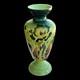 Antique Bristol Glass Vase 12.5 Hand Painted Green Floral England