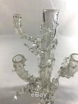 Antique British Victorian John Walsh Thorn Glass Vase Tree Trunk Centerpiece NR