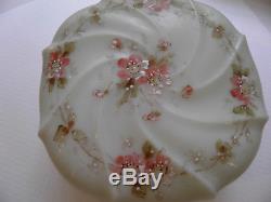 Antique CF Monroe Wave Crest Glass Floral Swirl Dresser Jar Box Signed 1898