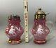 Antique Cranberry Mary Gregory Sugar Shaker & Syrup Pitcher