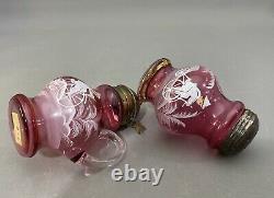 Antique CRANBERRY Mary Gregory SUGAR SHAKER & Syrup Pitcher