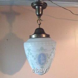 Antique Ceiling Light Fixture Chandelier Wedgwood Cameos Victorian Art Deco