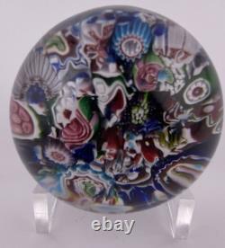 Antique Clichy Mini End of Day Scramble With 2 Partial Roses Glass Paperweight