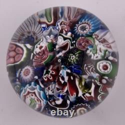 Antique Clichy Mini End of Day Scramble With 2 Partial Roses Glass Paperweight