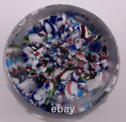 Antique Clichy Mini End of Day Scramble With 2 Partial Roses Glass Paperweight