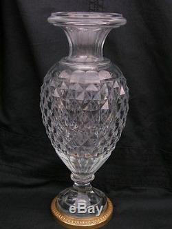 Antique Continental French Baccarat Brilliant Cut Glass Vase Urn Ormolu Mounted