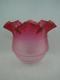 Antique Cranberry Glass Oil Lamp Shade Etched & Art Nouveau Thistle Decoration