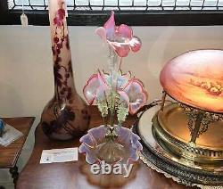 Antique Cranberry Opalescent Victorian Jack in the Pulpit Epergne 4 Flutes