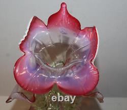 Antique Cranberry Opalescent Victorian Jack in the Pulpit Epergne 4 Flutes