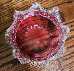 Antique Cranberry Sweetmeat Dish Rigaree Art Glass & Silver Base Sheffield EPNS Antique Cranberry Sweetmeat Dish Rigaree Art Glass & Silver Base Sheffield EPNS