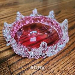 Antique Cranberry Sweetmeat Dish Rigaree Art Glass & Silver Base Sheffield EPNS Antique Cranberry Sweetmeat Dish Rigaree Art Glass & Silver Base Sheffield EPNS