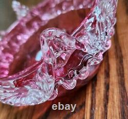 Antique Cranberry Sweetmeat Dish Rigaree Art Glass & Silver Base Sheffield EPNS Antique Cranberry Sweetmeat Dish Rigaree Art Glass & Silver Base Sheffield EPNS