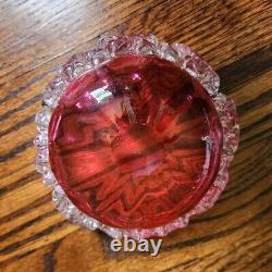 Antique Cranberry Sweetmeat Dish Rigaree Art Glass & Silver Base Sheffield EPNS Antique Cranberry Sweetmeat Dish Rigaree Art Glass & Silver Base Sheffield EPNS