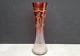 Antique Cranberry To Clear Art Glass Vase W Gilt Florals Bohemian Moser Style