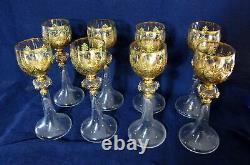 Antique Crystal and Gold Goblet Set of 8 goblets