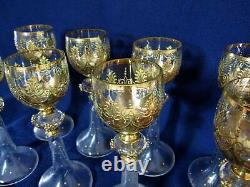 Antique Crystal and Gold Goblet Set of 8 goblets