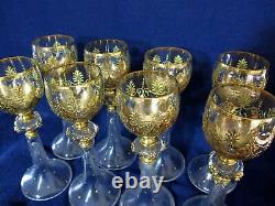 Antique Crystal and Gold Goblet Set of 8 goblets