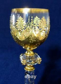 Antique Crystal and Gold Goblet Set of 8 goblets
