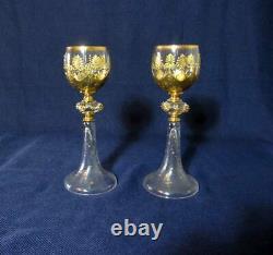 Antique Crystal and Gold Goblet Set of 8 goblets