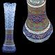 Antique Cut Glass Vase W Etching And Colored Enamel Bohemian (2680)
