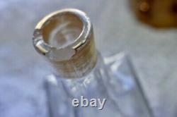 Antique E & J B Empire Art Gold Trio Glass Perfume Bottles Jeweled Brass Holder