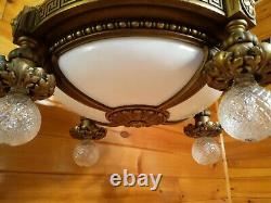 Antique Early 1900s Art Deco, Nouveau, Victorian, Grand Hall Ceiling Chandelier