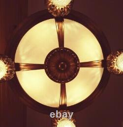 Antique Early 1900s Art Deco, Nouveau, Victorian, Grand Hall Ceiling Chandelier