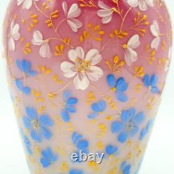 Antique Early Loetz Vase Victorian Art Glass Pink Ombre Cased Enamel Flowers Antique Early Loetz Vase Victorian Art Glass Pink Ombre Cased Enamel Flowers
