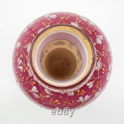 Antique Early Loetz Vase Victorian Art Glass Pink Ombre Cased Enamel Flowers Antique Early Loetz Vase Victorian Art Glass Pink Ombre Cased Enamel Flowers