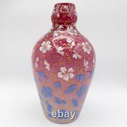 Antique Early Loetz Vase Victorian Art Glass Pink Ombre Cased Enamel Flowers Antique Early Loetz Vase Victorian Art Glass Pink Ombre Cased Enamel Flowers