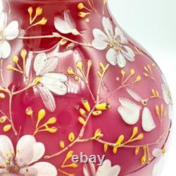 Antique Early Loetz Vase Victorian Art Glass Pink Ombre Cased Enamel Flowers Antique Early Loetz Vase Victorian Art Glass Pink Ombre Cased Enamel Flowers
