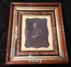 Antique Eastlake Wood Picture Frame Burl OLD WAVY GLASS J Singleton Copley Print